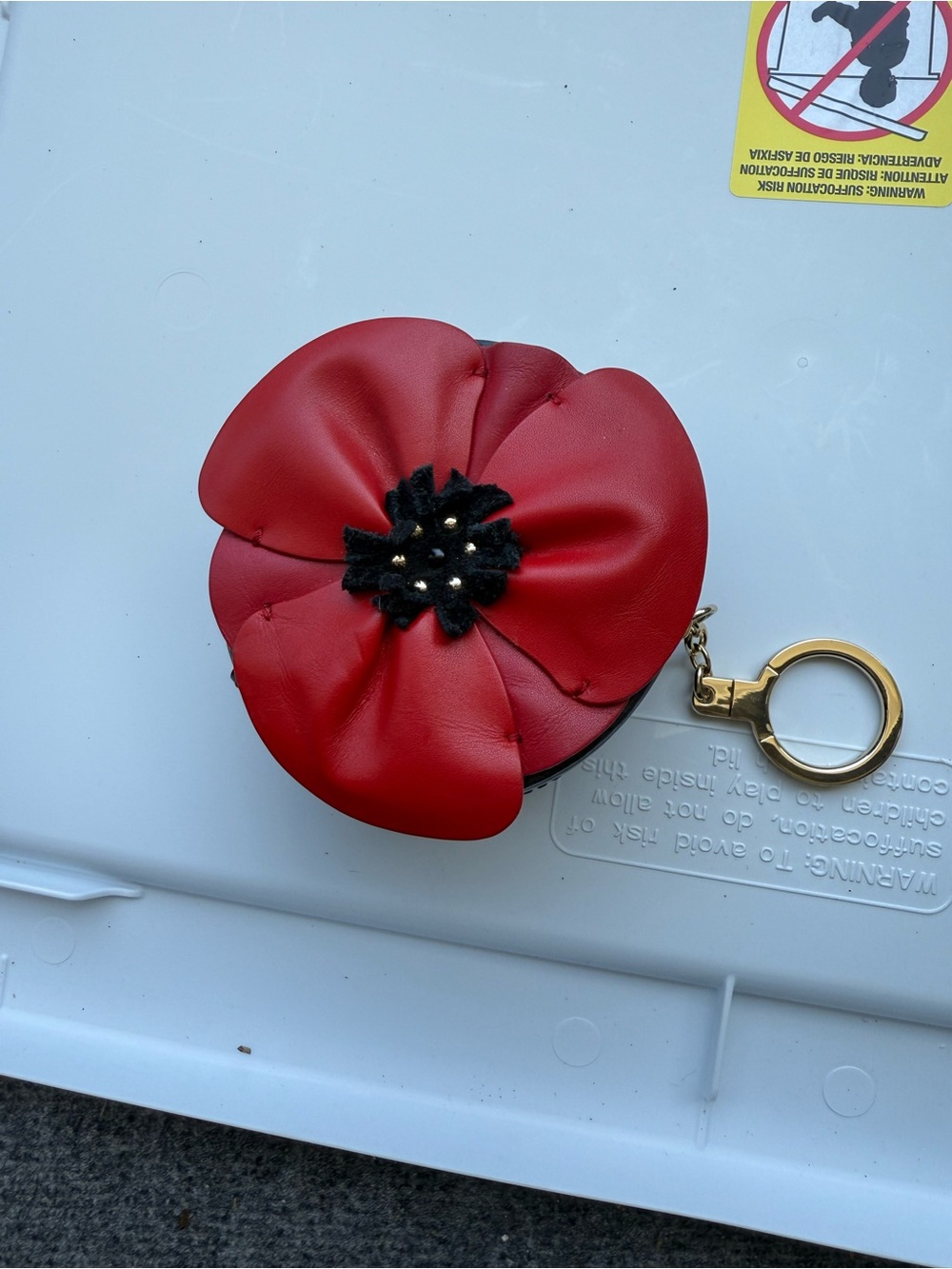 kate spade Red Flower Key & Card Holder with Gold Ring